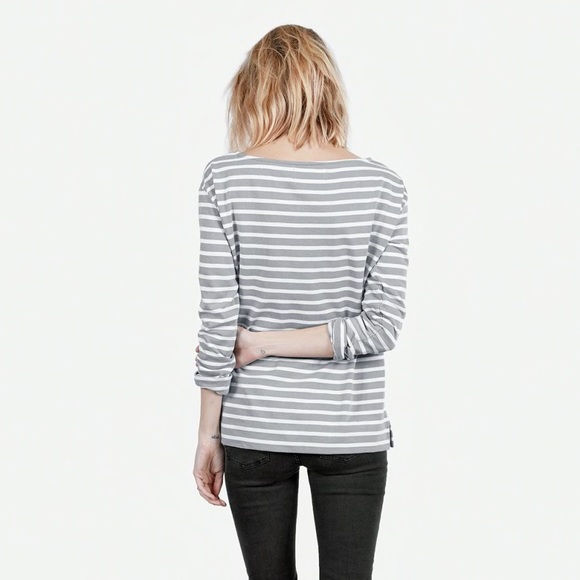 Everlane Grey and White Striped Long Sleeve - Picture 3 of 4